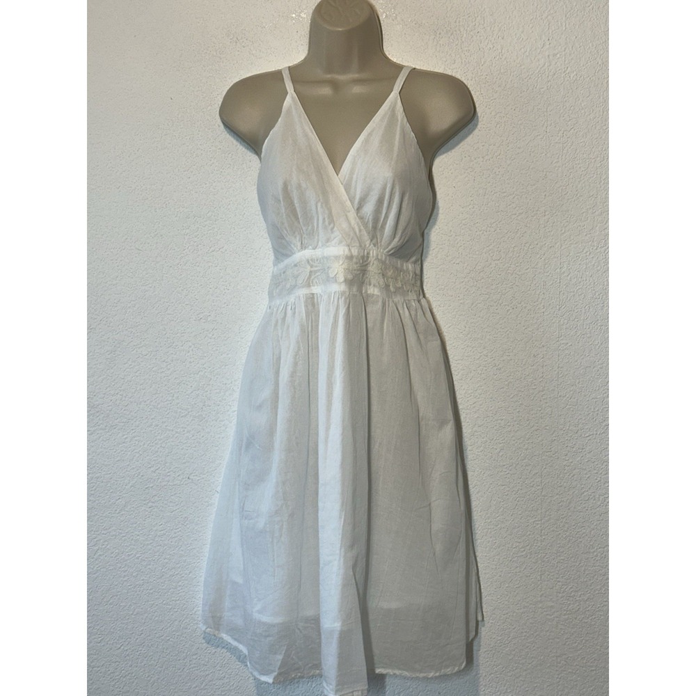 White Dress 100% Cotton Boho Cottagecore Semi Sheer Embroidered Free Size Festiv